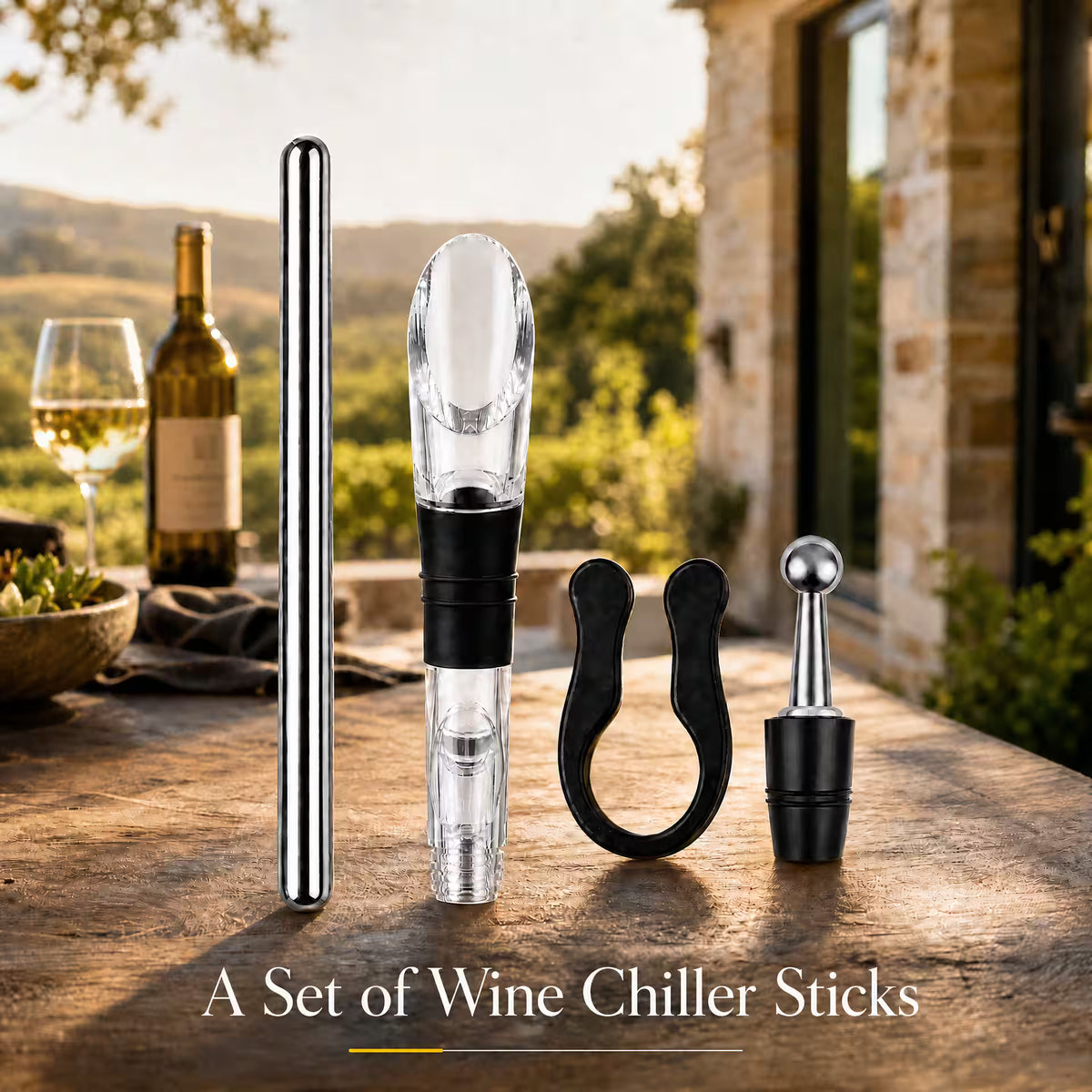 ChillFork Wine Chiller Stick — sleek stainless steel design