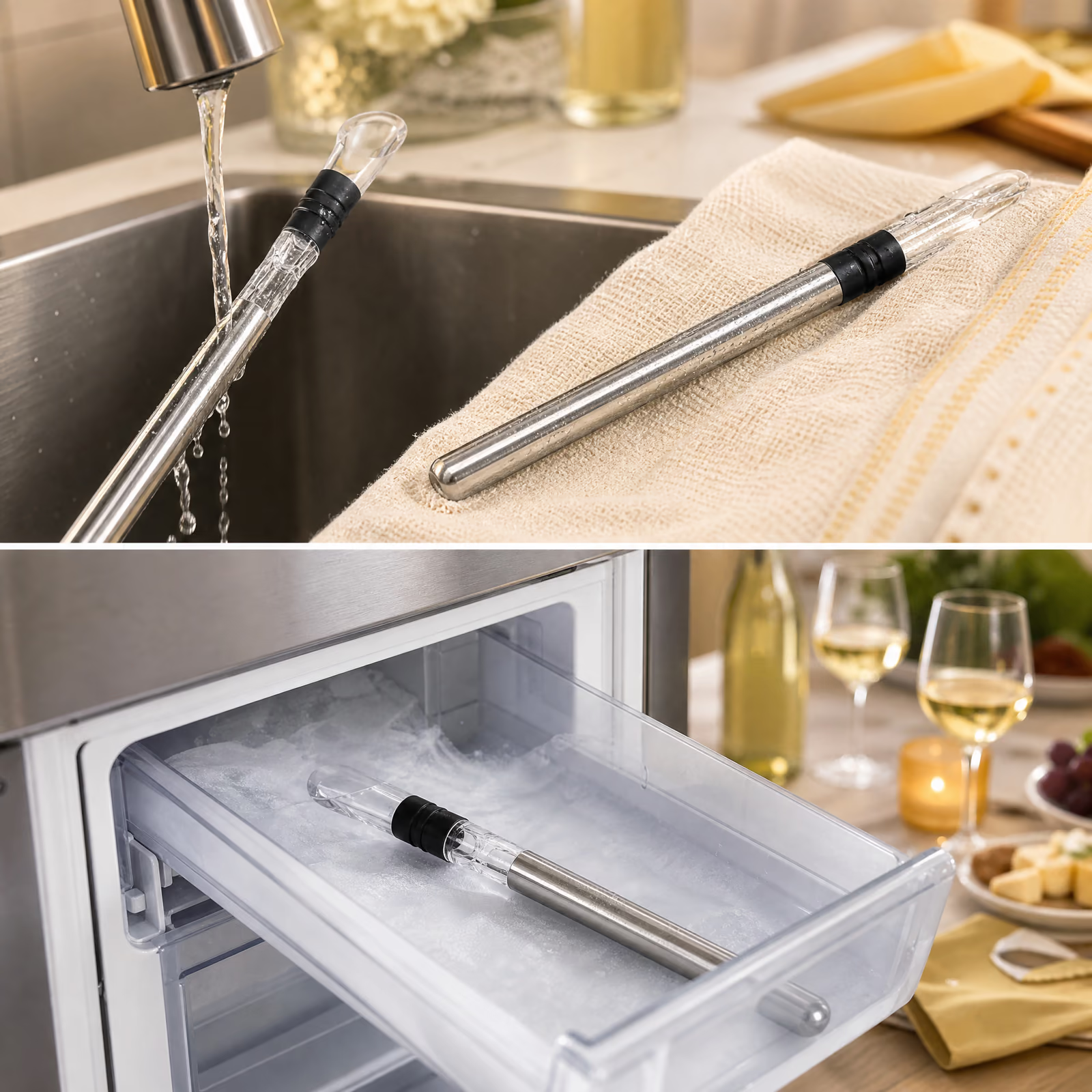 Freeze it, then insert to chill your wine in minutes