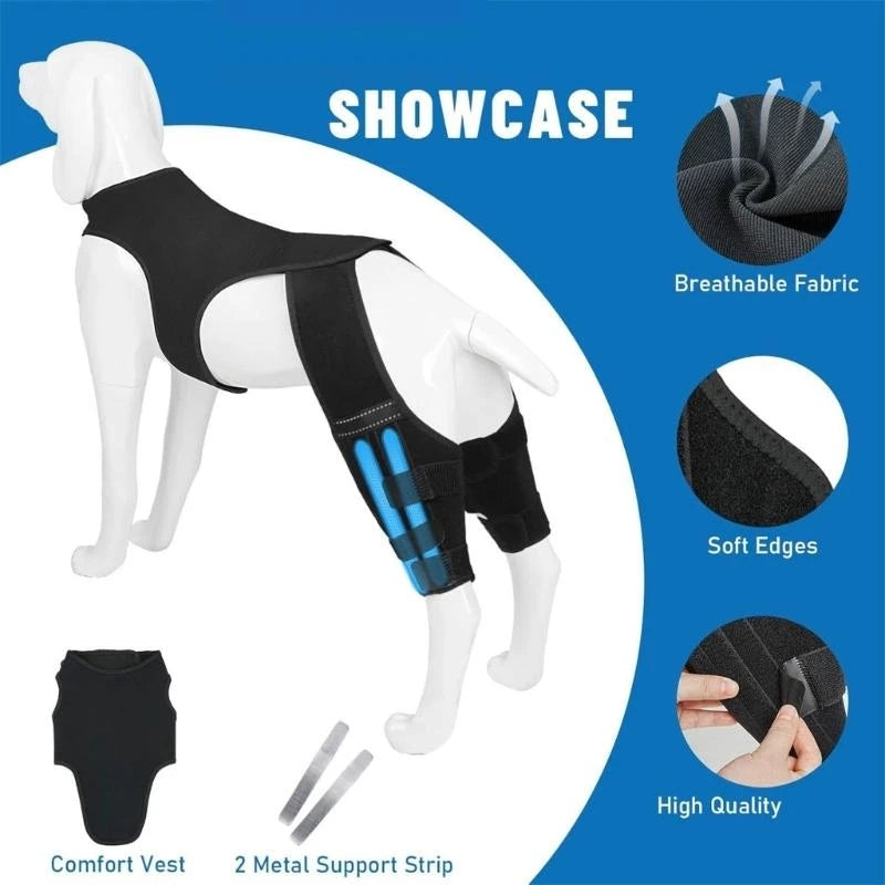 NoSlip Metal Dog Knee Brace for ACL CCL